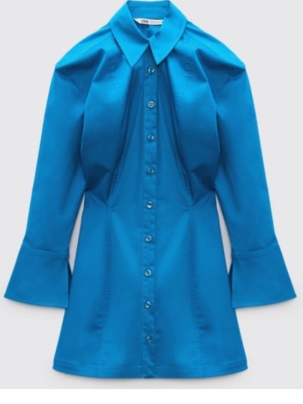 Zara Vibrant Turquoise Button-Down Shirt Dress